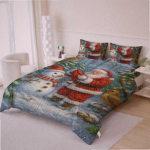 3D Christmas Theme Santa Claus Quilt Cover Set Bedding Sets Pillowcases
