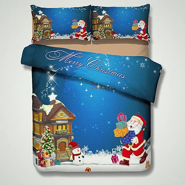 3D Santa Claus House Gift Pattern Quilt Cover Set Bedding Sets Pillowcases 64