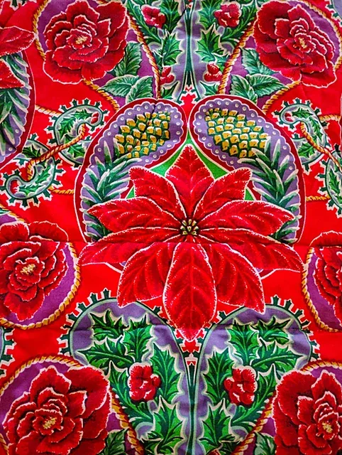 4 Pc King Vibrant Christmas Poinsettia Santa Comforter/2 Shams/Bed Skirt Set VTG