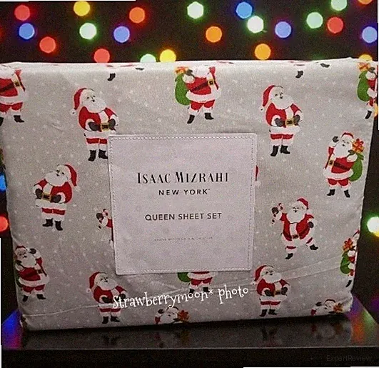 4pc Issac Mizrahi Gray Santa Clause Snowflake QUEEN Bed Sheet Set Decor NEW