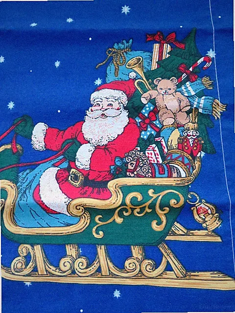 Christmas Pillow Sham - Santa Sleigh Reindeer Toys - Bright Blue White Snowflake