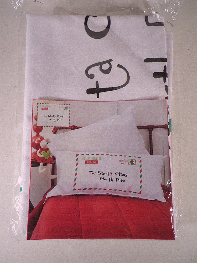 Christmas Pillow White Case To: Santa Claus North Pole Letter New 19" x 29"
