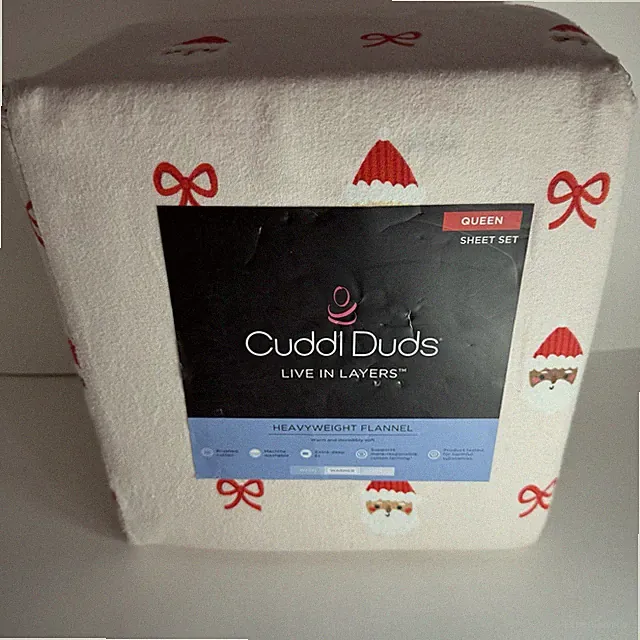 Cuddl Duds Queen Size 4 Piece Soft Flannel Sheet Set Christmas Santa Claus New