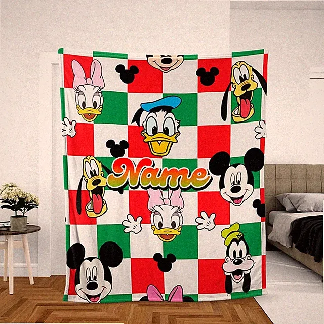 Personalized Disney Mickey And Friends Santa Claus Fleece Blanket
