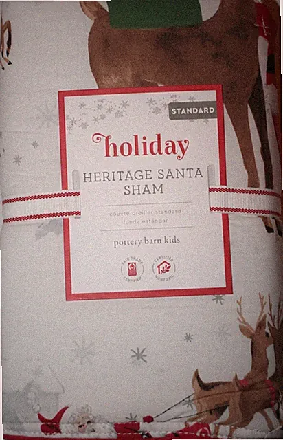 Pottery Barn Kids Holiday Heritage Santa Standard Comforter Sham 20"x26"