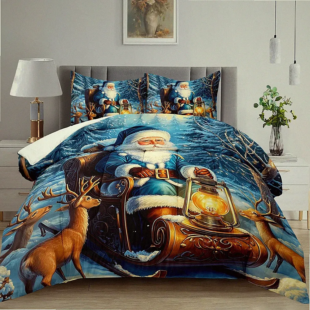 Raphus cucullatus Christmas Bedding Twin,Christmas Comforter Set,Santa Claus...