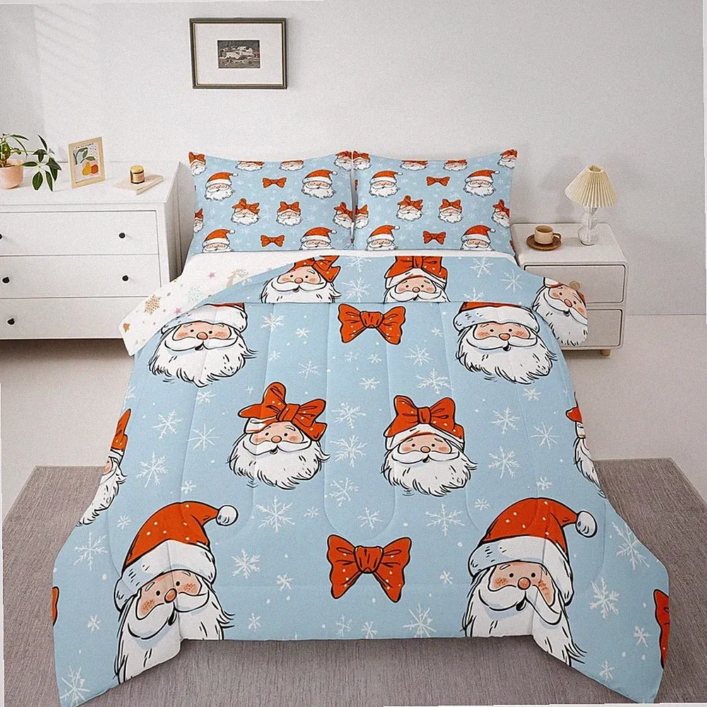 Santa Claus Bedding Set Twin Size Merry Christmas Comforter Set for Boys Girl...