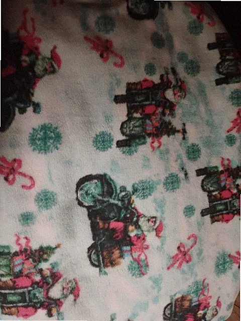 Santa Clause Motorcycle 60" x 65" Tie Blanket