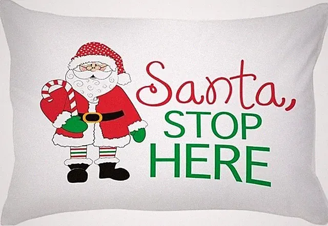 Santa Stops Here 29" Pillow Case Christmas Claus Holiday Festive Sofa Decoration