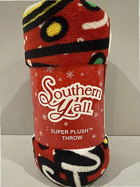 Southern Y'all Super Plush Throw Blanket 46"x60" Christmas Joyful Santa Claus