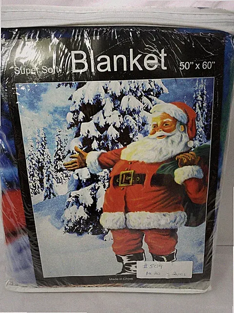Super Soft Santa Clause Fleece Blanket 50"x60" Travel Throw Cover Gift Emer Kit